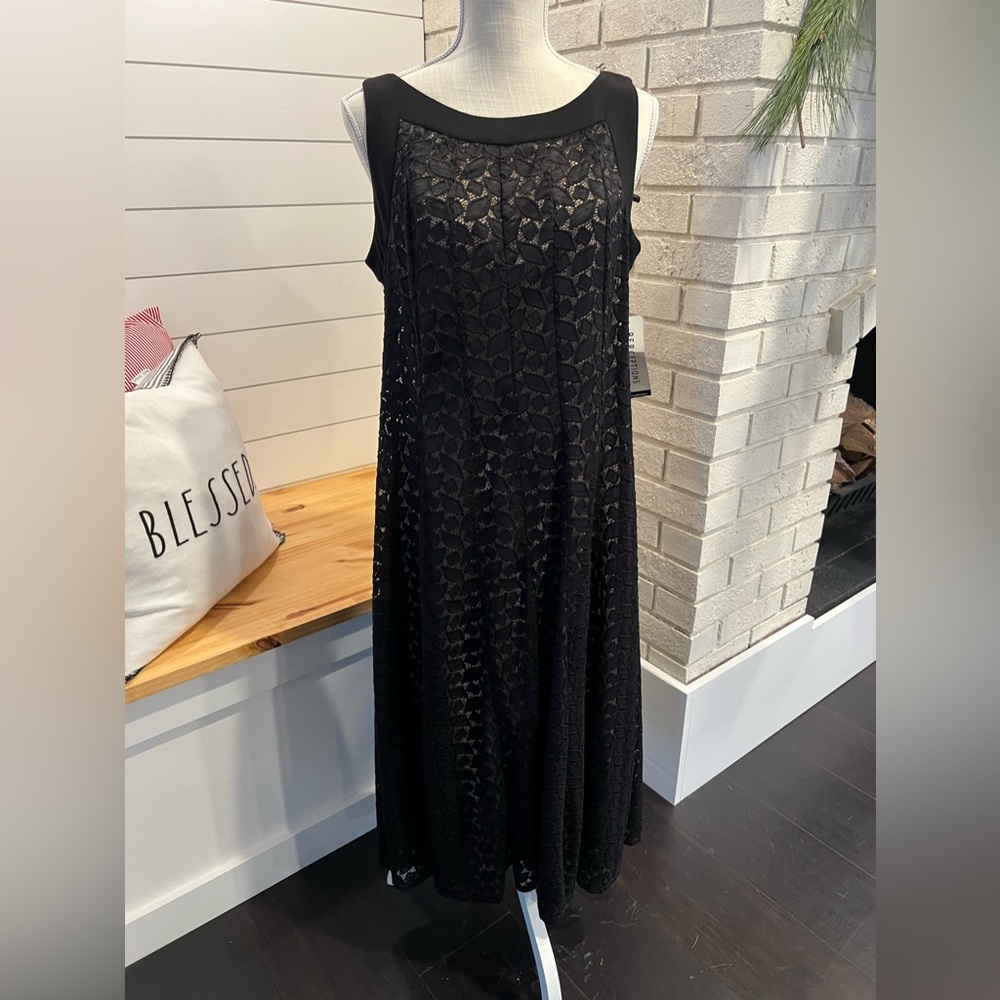NWT Women's Perceptions Sleeveless Black "Lace" Dress